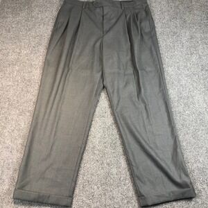 Stafford Men's Gray Pleated Dress Pants 38x30 Polyester Rayon Classic Fit